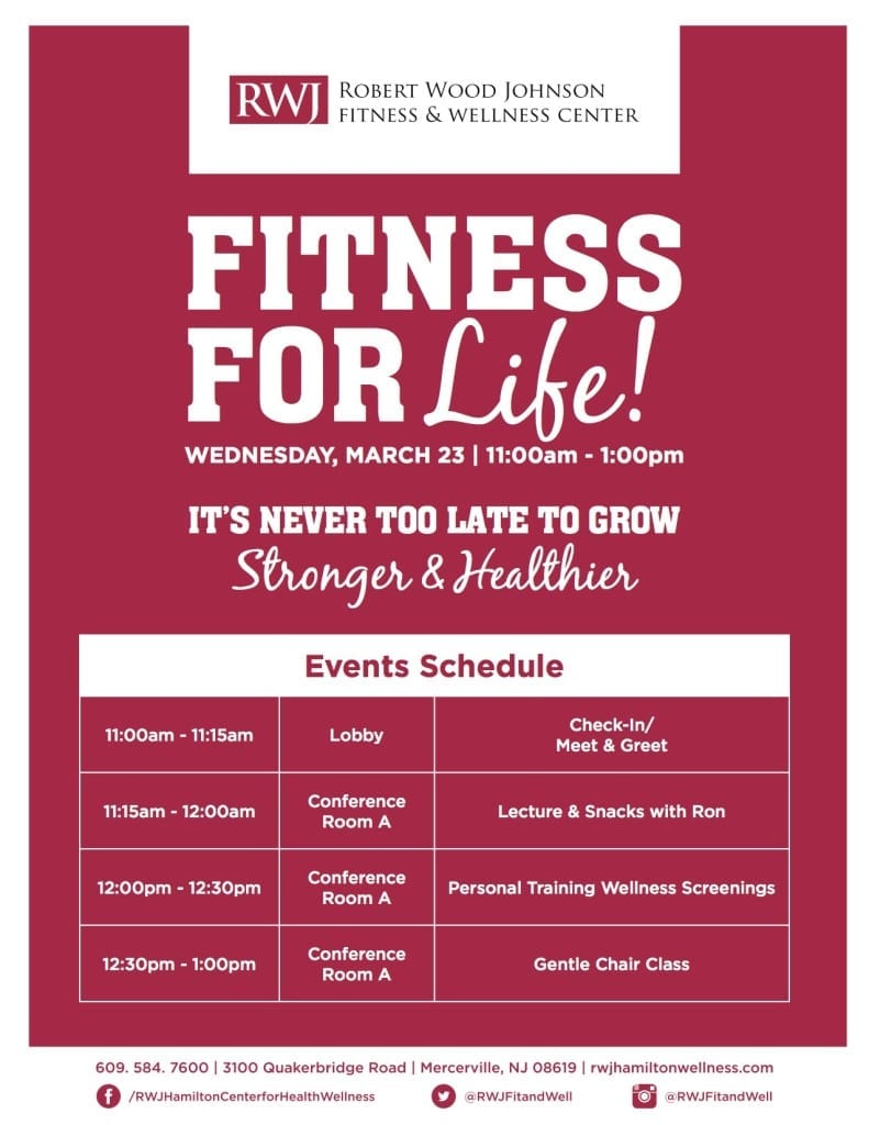 Hamilton Fitness for Life Event Schedule